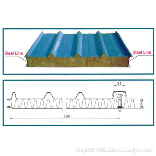Color Steel Rock Wood Sandwich Panel for Roof